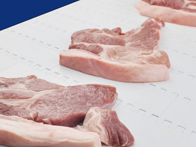 Modular belts for meat, fish and poultry